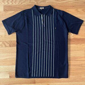 GABICCI Navy Mod Ska Knit Polo Shirt w/ White Stripes sz: Medium